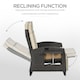 image 3 of Outsunny Garden Recliner w/ Cushion, Reclining Rattan Chair, Khaki/Brown