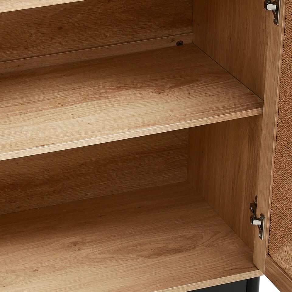 image 1 of Living and Home Wooden Sideboard with Woven Rattan Doors