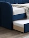 image 4 of Blue Day Bed,Sofabed,Guest Trundle Fabric Upholstered Velour, Bed Frame | Blue | Single