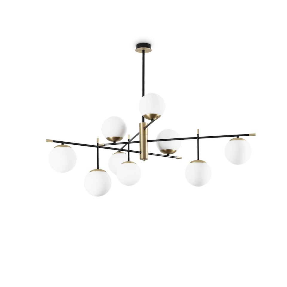 image 1 of GOURMET 9 Light Globe Multi Arm Semi Flush Ceiling Lamp Black