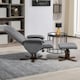 image 6 of HOMCOM Swivel Recliner Chair with Footstool and Wooden Base, Grey