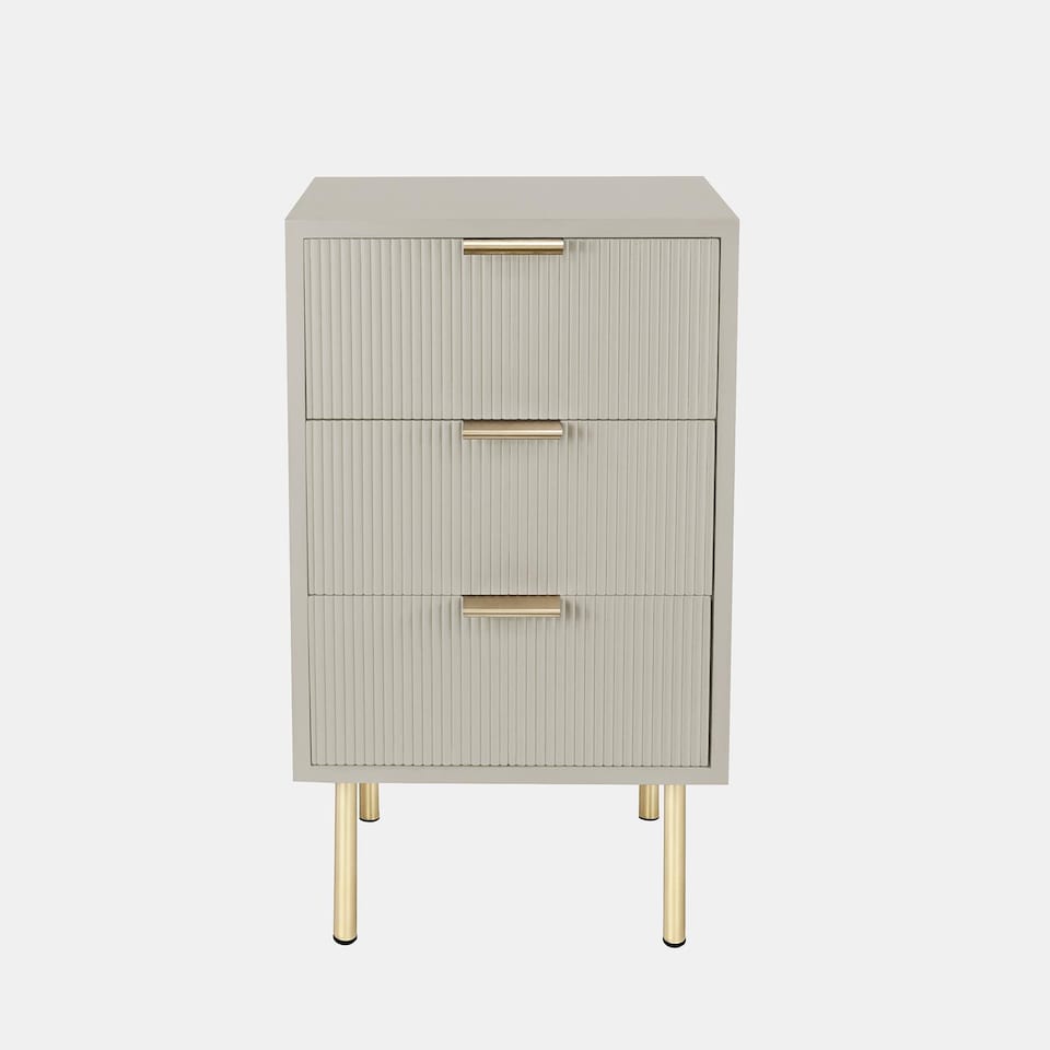 image 1 of OHS Ribbed 3-Drawer Bedside Cabinet Engineered Wood Nightstand Office