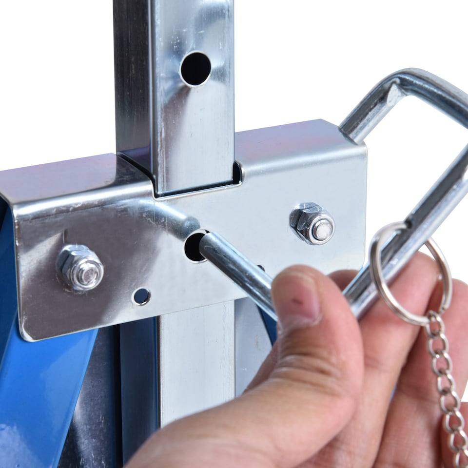 image 1 of HOMCOM Set of 2 Adjustable Telescopic Builders Trestle, DIY Steel Work Bench Carpenter, Folding Saw Horse Tools Blue