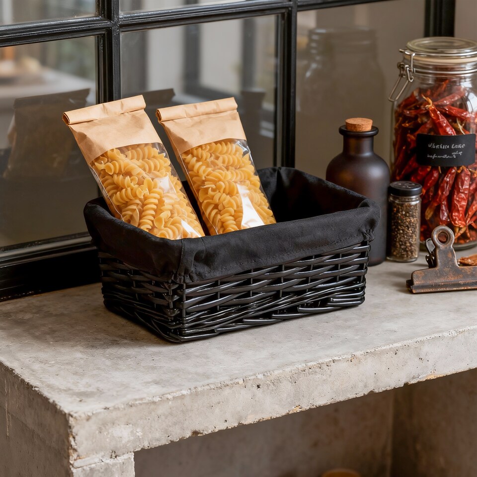 image 1 of Wickerfield Rectangular Wicker Storage Basket with Fabric Lining for Home Storage, Shelves & Gift Hampers