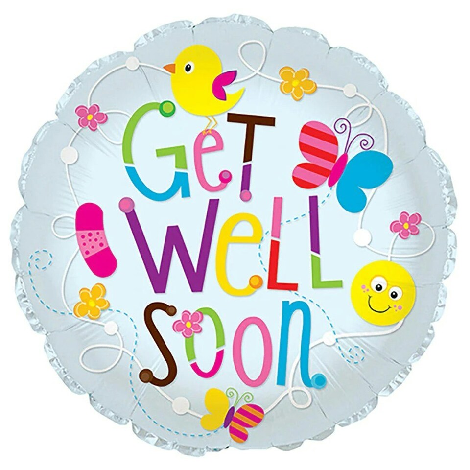 Get Well Soon Butterflies Balloon - Clear/Multicoloured - One Size