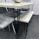 image 7 of Grey Dining Table with Hairpin Legs, Bench & 4 Grey Velvet Chairs Set for Kitchen & Dining Room Grey