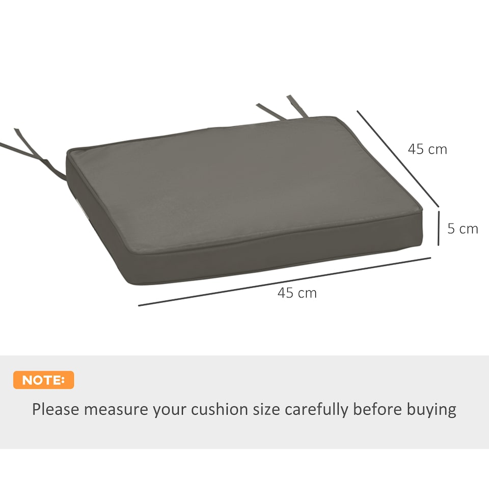 image 1 of Outsunny 45 x 45cm Replacement Garden Seat Cushion Pad with Ties, Dark Grey