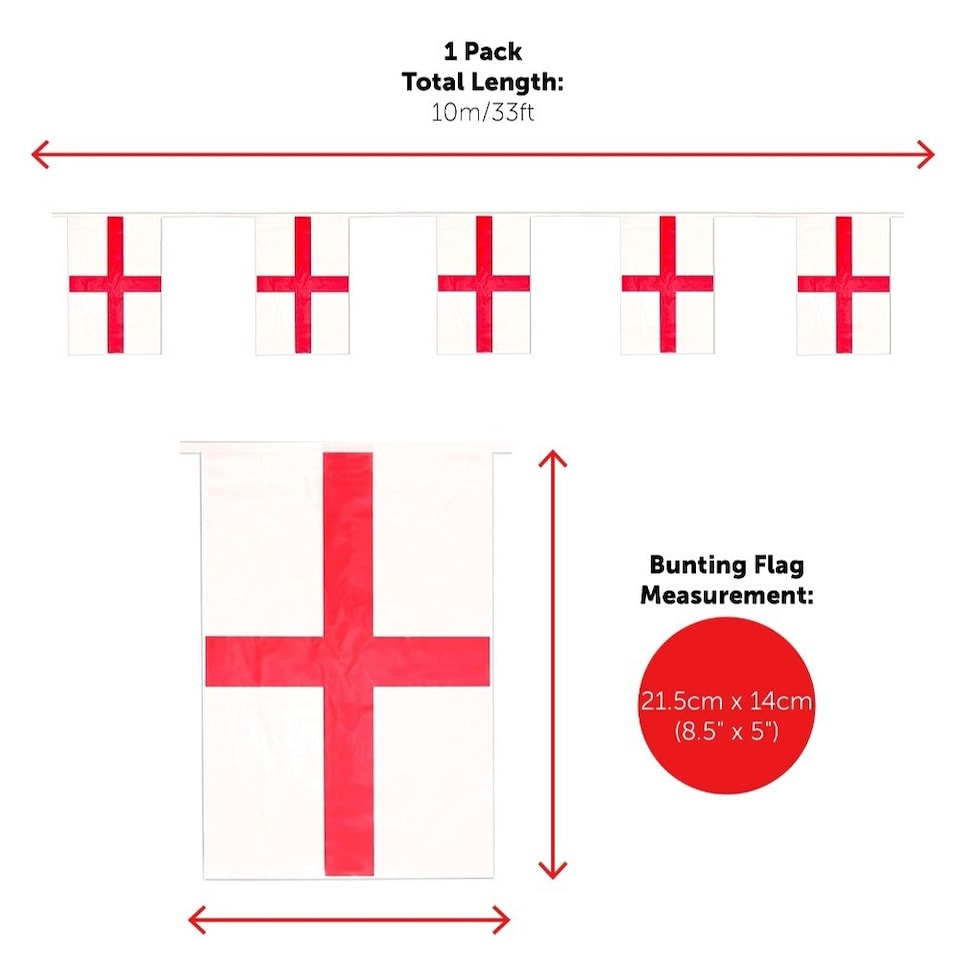 image 1 of Pack of 1 28 Piece England Set - Flags, Bunting, Headbands & Inflatables Red | One Size