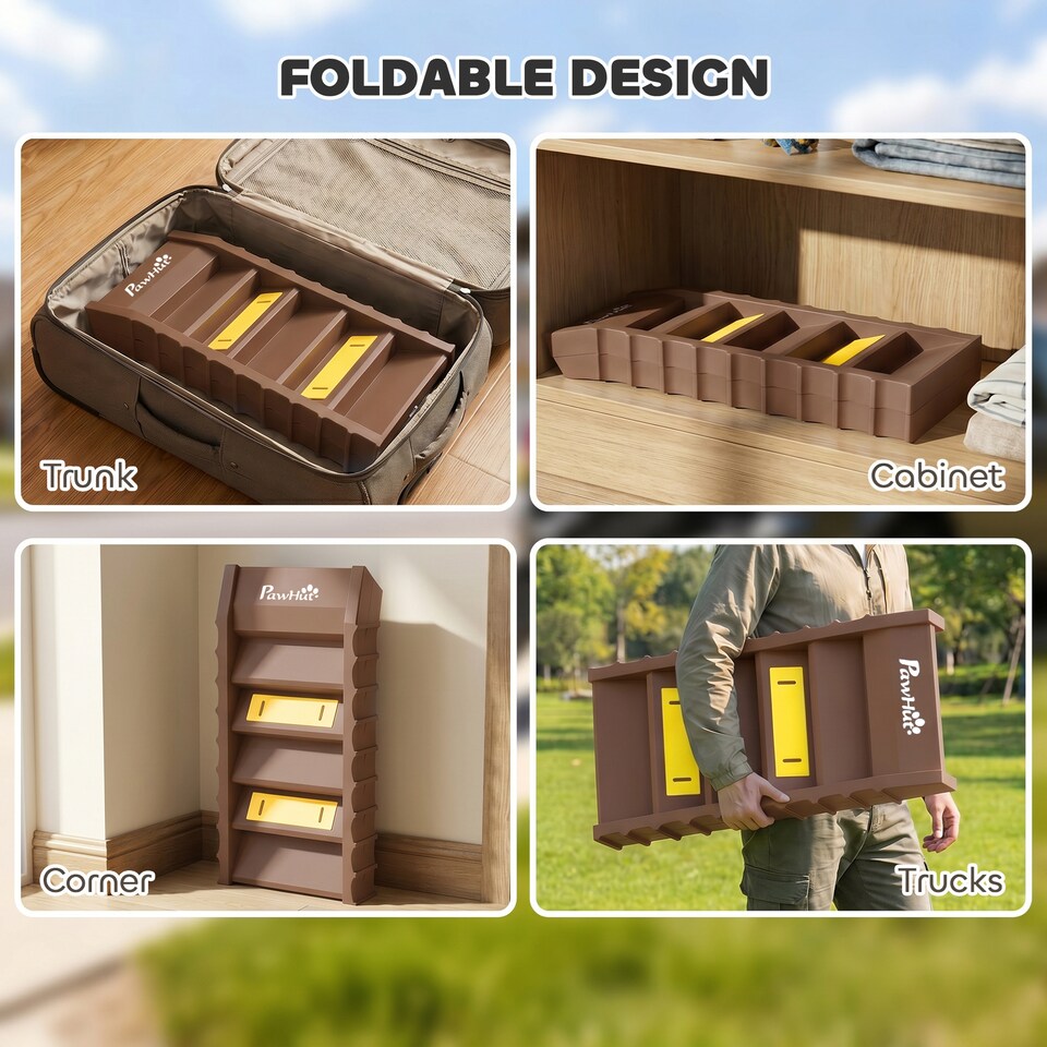 image 1 of PawHut Foldable Dog Ramp for Car, Non-Slip Dog Stairs for SUVs Truck