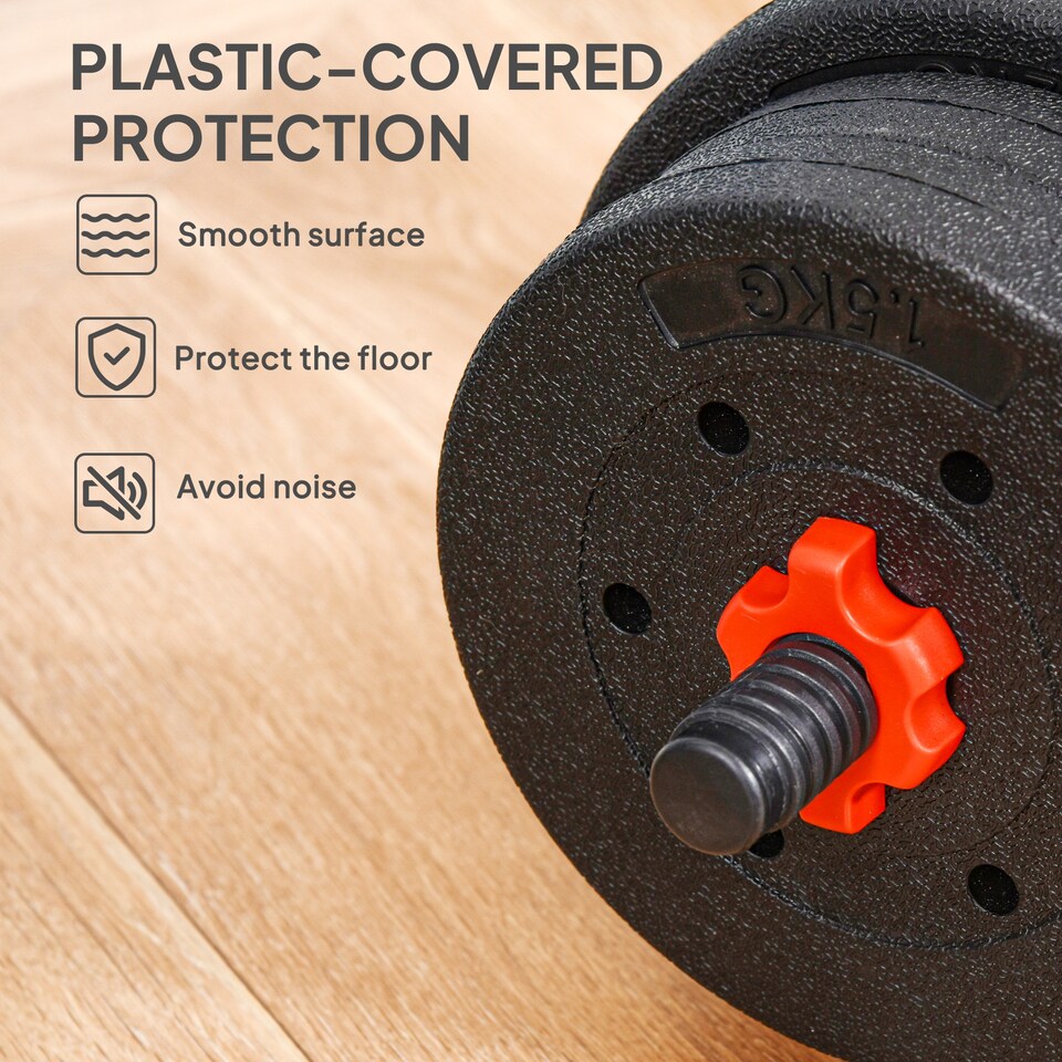 image 1 of HOMCOM 25kg Adjustable 2 IN 1 Barbell Dumbbells Weight Set for Body Fitness