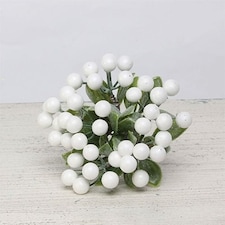 Christmas White Berries with Leaves Pick Decoration 17cm