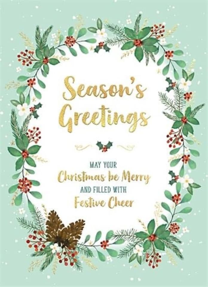 image 1 of Christmas Wreath Design Season's Greeting Card