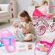 image 4 of 12 inch Baby Doll Feeding Play Set with Stroller High Chair Feeding Set Clothes Storage Bag Pretent Play