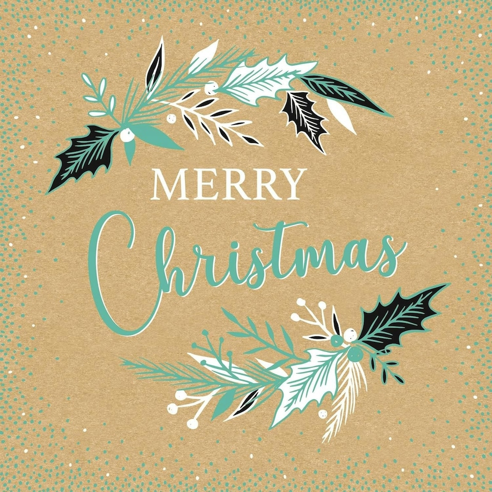 image 1 of Pack of 10 Mini Kraft Foliage Design Christmas Cards