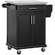image 1 of HOMCOM Rolling Kitchen Cart Storage Trolley with Drawer Towel Rail Steel Black