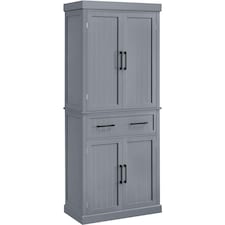 Yaheetech Tall Pantry Cupboard with Doors and Adjustable Shelves Grey | Dark Grey