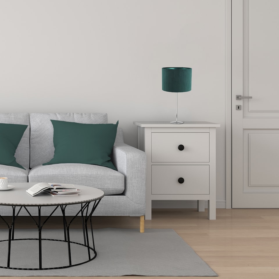 image 1 of Dark Forest Green Corduroy Fabric 10' Lamp Shade with Inner Emerald Satin Lining | Green | 10"