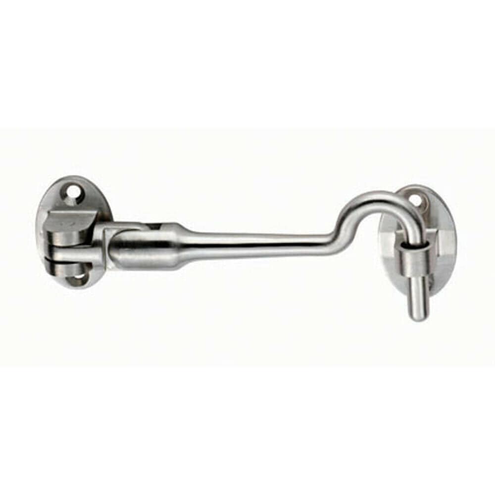 Loops Silent Pattern Cabin Hook & Eye Satin Stainless Steel 150mm Arm Cabinet Hatch in Metallics