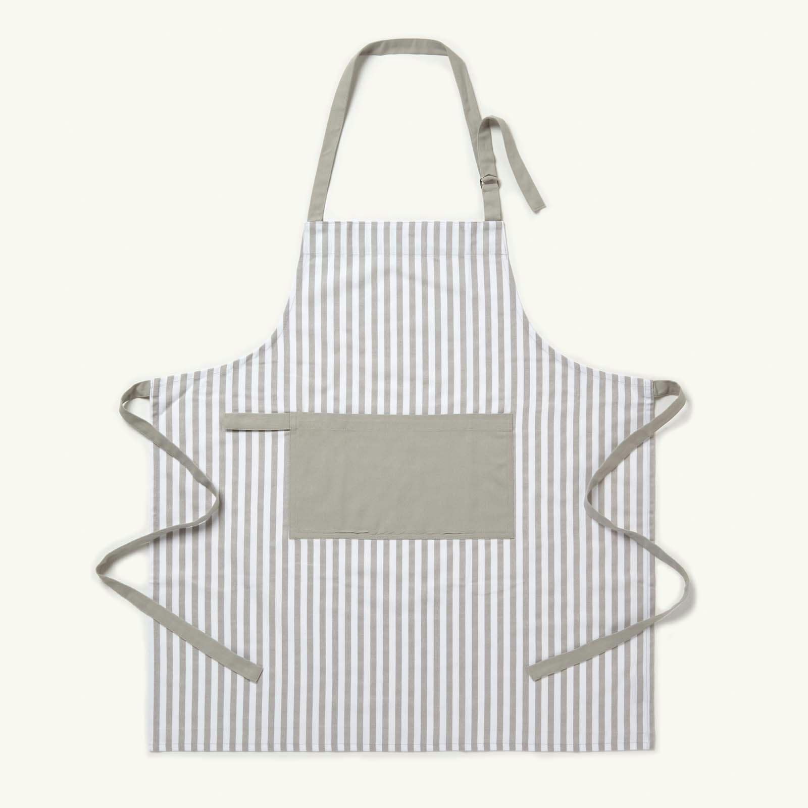 Homescapes Grey Stripe Cotton Apron