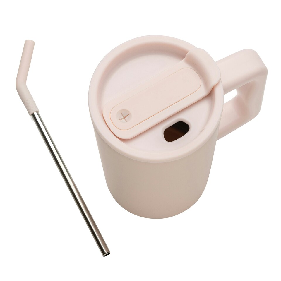 image 1 of XD Collection Cube Recycled Stainless Steel 800ml Travel Mug - Pink - One Size | Pink | 1