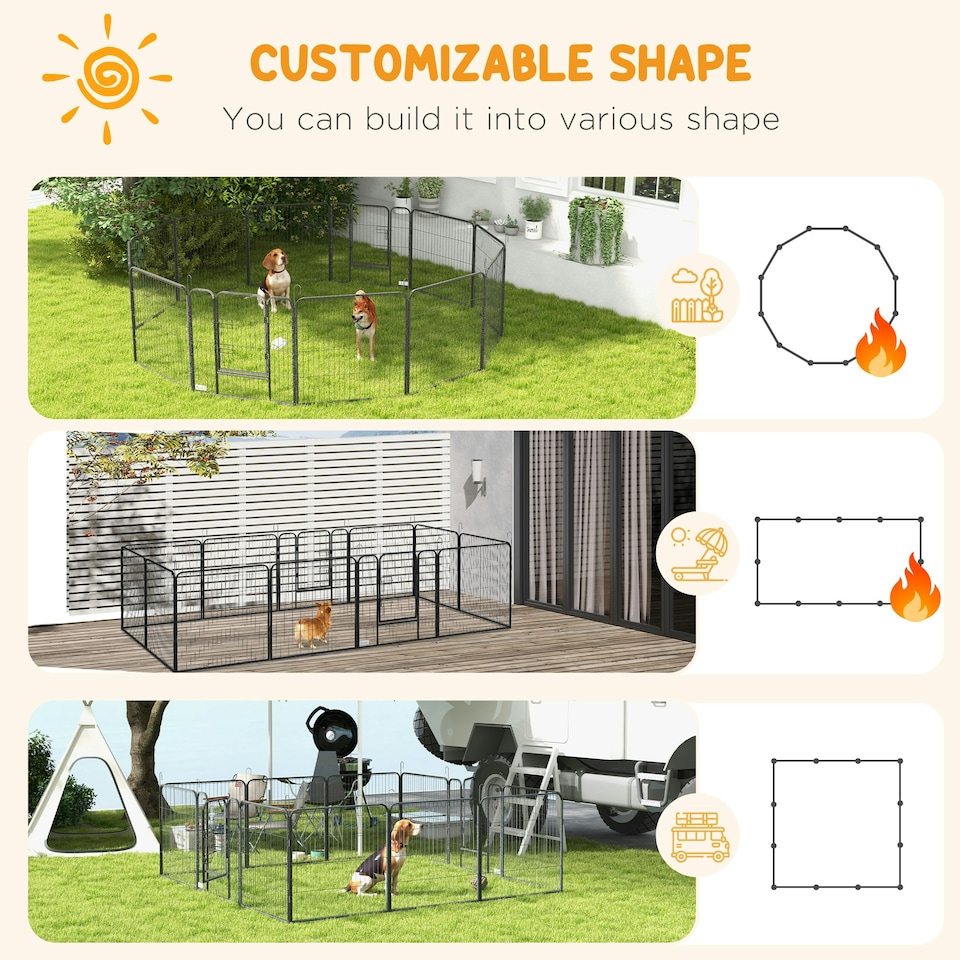 image 1 of Heavy Duty Puppy Play Pen, 12 Panels Pet Exercise Pen, for Indoors, Outdoors