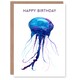 image 1 of Happy Birthday Jellyfish Watercolor Painting Birthday Card