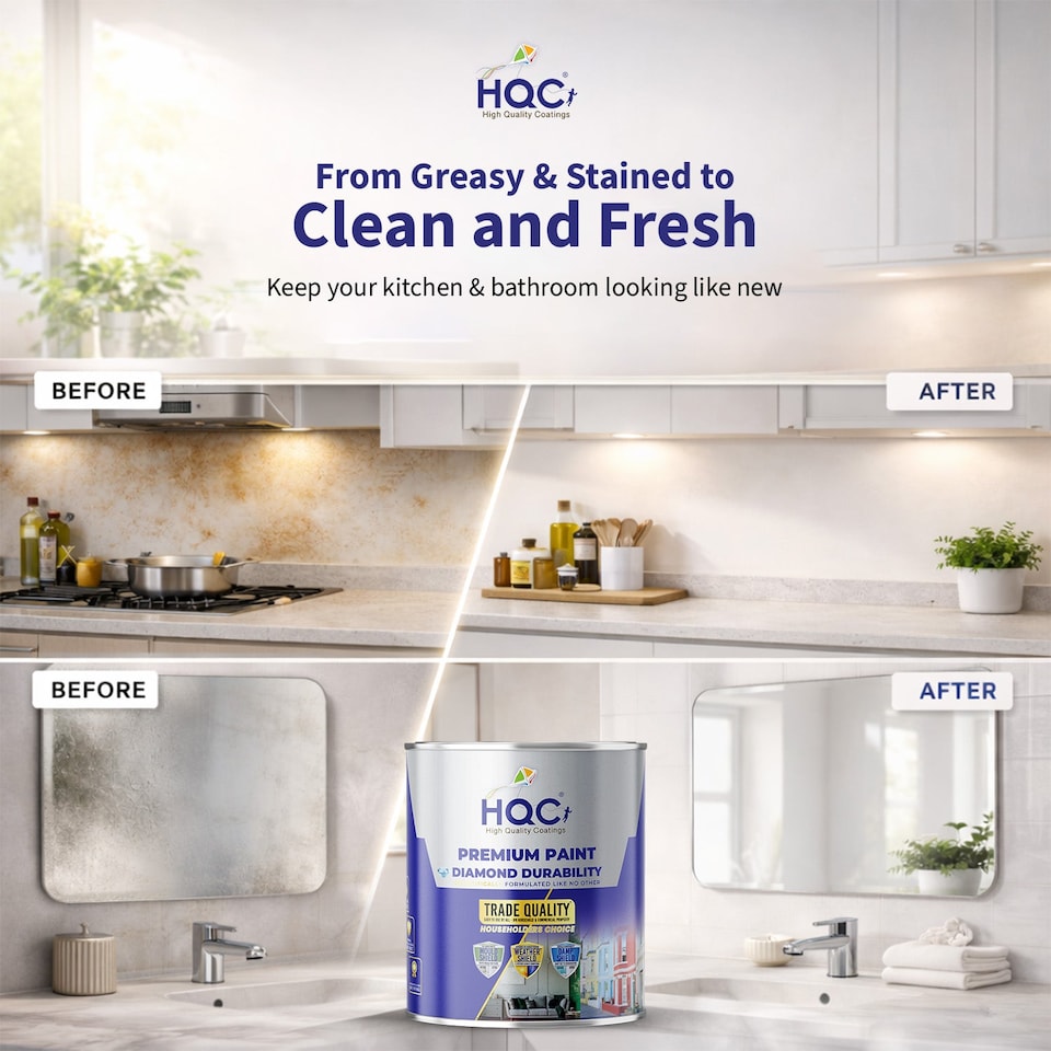 image 1 of HQC Kitchen & Bathroom Paint - Mould Resistant, Washable & Durable - Light Beige - 2.5L
