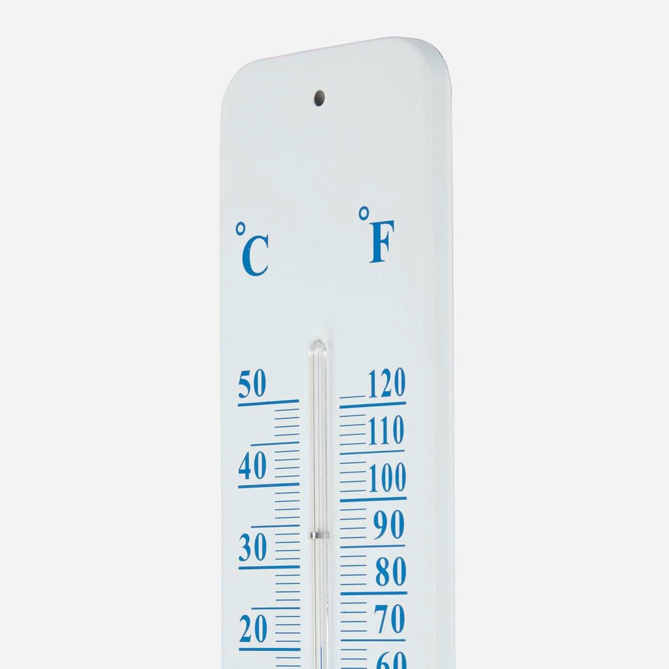 image 1 of Homescapes Silver Metal Wall Thermometer, 45 cm