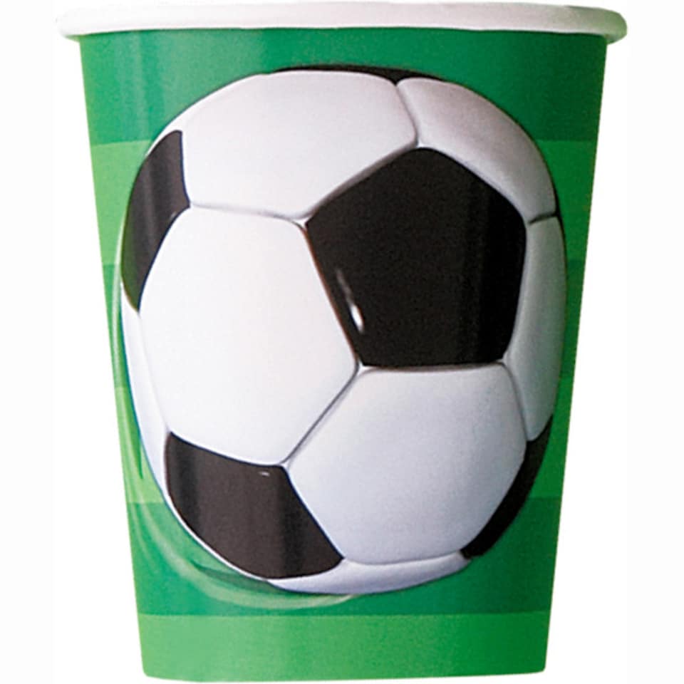 image 1 of Pack of 8 3D Football Soccer 9oz Paper Cups