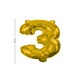image 2 of 32cm NUMERAL 3 GOLD FOIL BALLOON - Air Fill Foil Balloons - 89644 Gold