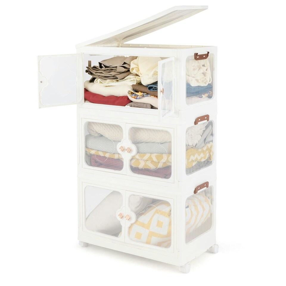 image 1 of COSTWAY 159L Storage Bins Stackable Storage Containers White