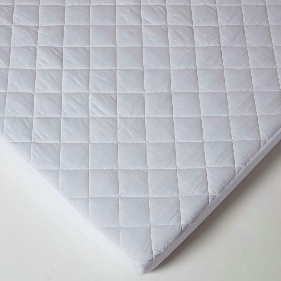 image 1 of Homescapes Quilted Waterproof Mattress Protector - Single | White | Single