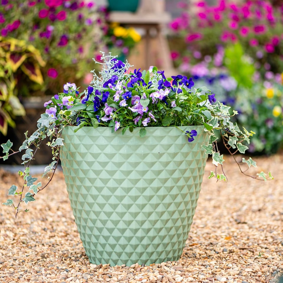 image 1 of Diamond Planter Sage Green (D39.5 x H35cm) x 2 | Green | 2
