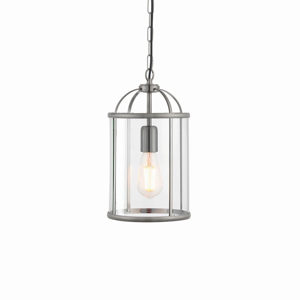 image 1 of Lambeth 1 Light Ceiling Pendant Clear Glass, Satin Nickel, E27