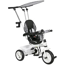 HOMCOM 6 in 1 Kids Tricycle w/ Removable Handle for 1.5+ year, White