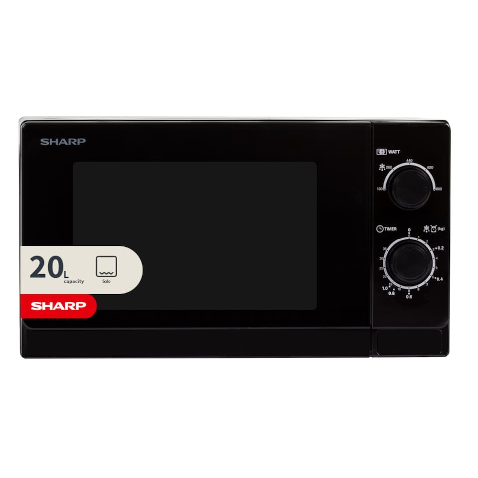 image 1 of Sharp 20L Black 800W Manual Microwave with Defrost & 5 Power Levels