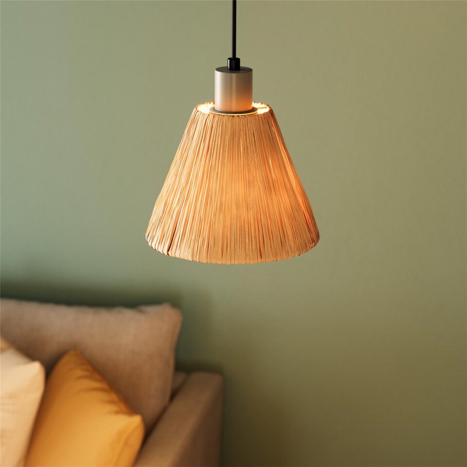 image 1 of Osram Decor Raffia Pendant Ceiling Light E27 Green Max 1x15W LED Modern Indoor | Brown | Brown | 1