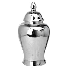 Hill Interiors Chrome Ginger Jar - Silver - 28cm x 13cm x 13cm