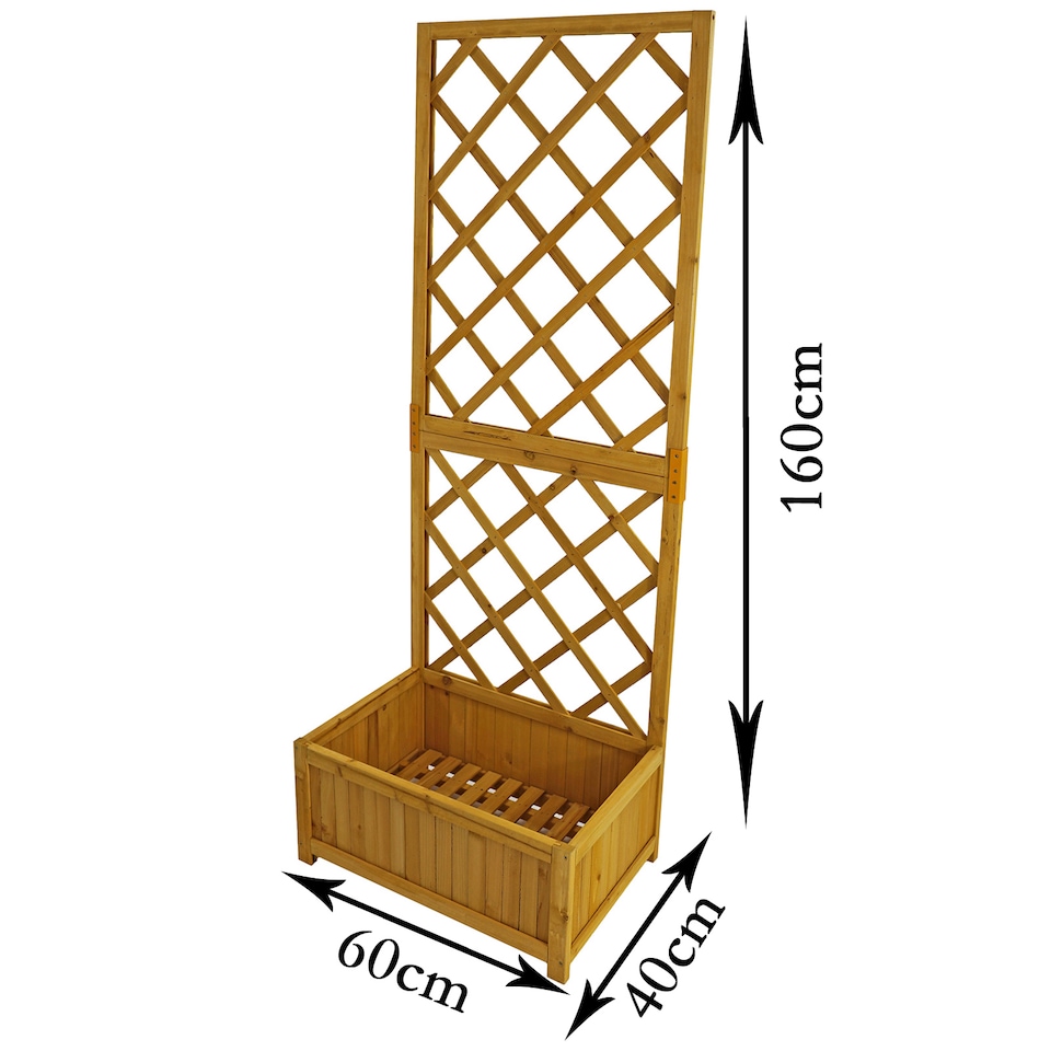 image 1 of Wooden Garden Planter Lattice Large Patio Climbing Plant Box Raise Bed Flowerpot