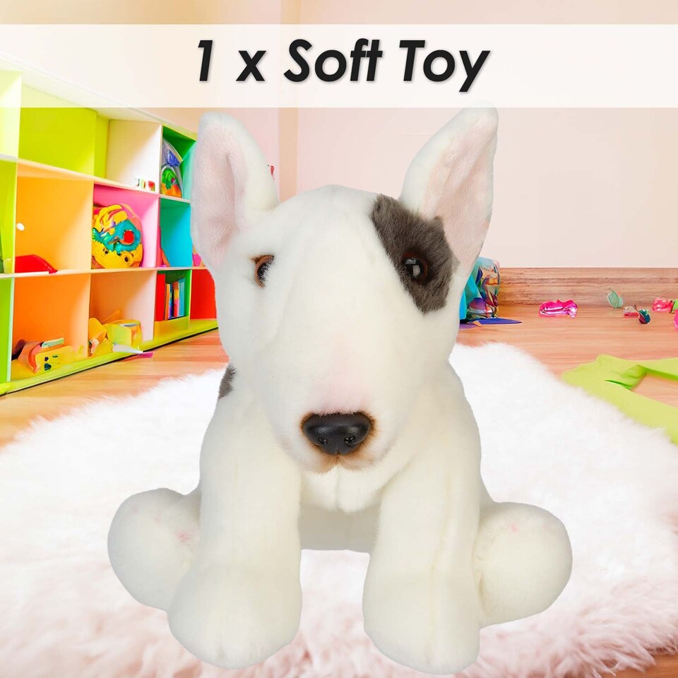 image 1 of PMS Bull Terrier Plush Toy White - Realistic 30cm x 12cm