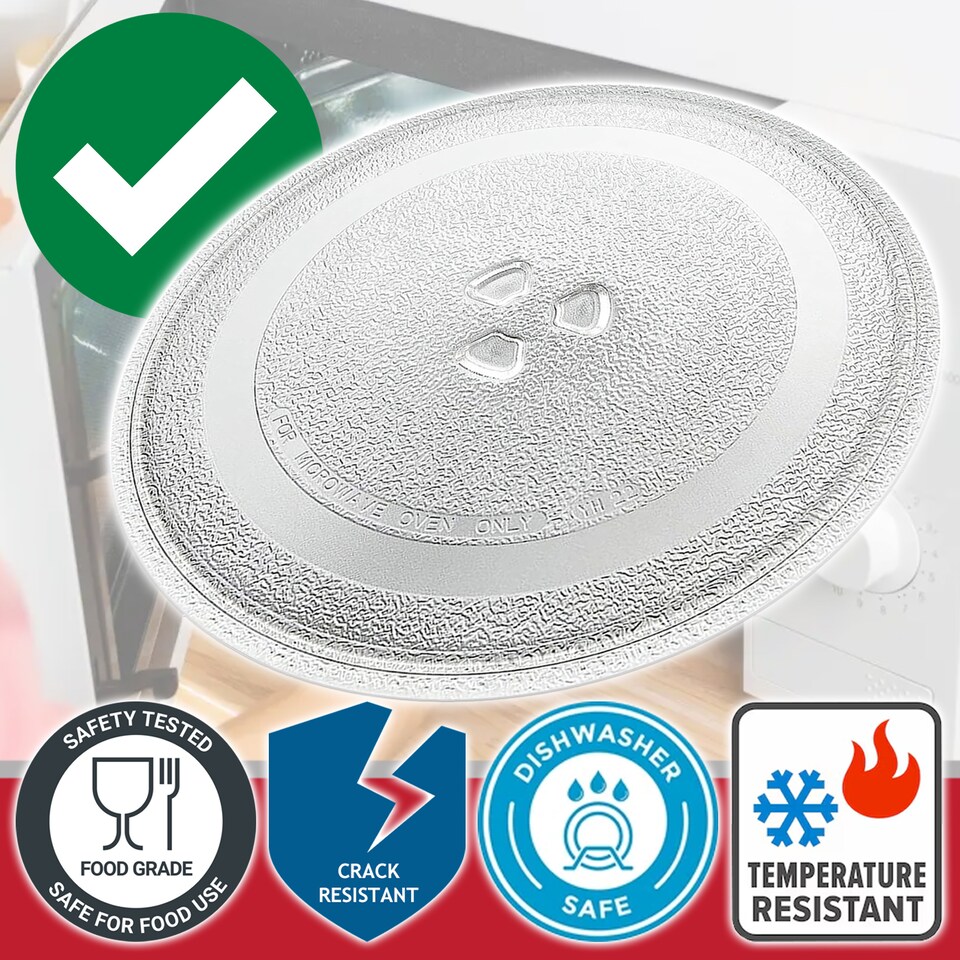 image 1 of SPARES2GO Microwave Turntable Glass Plate for Russell Hobbs GTS20 RHM2076B RHM2064C RHM2079A RHM2086SS (10" / 255mm)