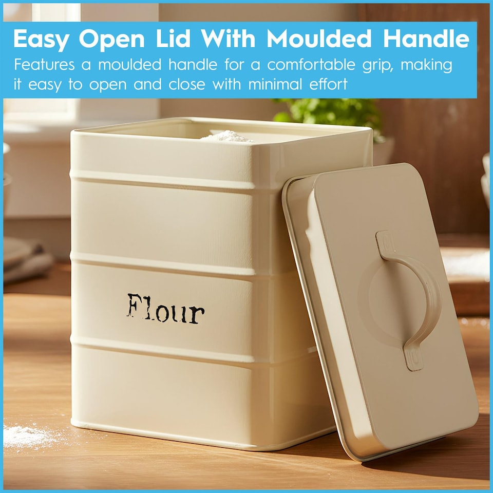 image 1 of Harbour Housewares Metal Kitchen Canister Set - 5pc Vintage Retro Food Storage Canister Caddy Container Bread Bin | Grey | Grey
