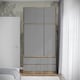 image 4 of 120cm 3 Sliding Doors Children Kids Wardrobe Bedroom Storage Closet Hanging Rail | Multi | Oak with Grey Doors | 1