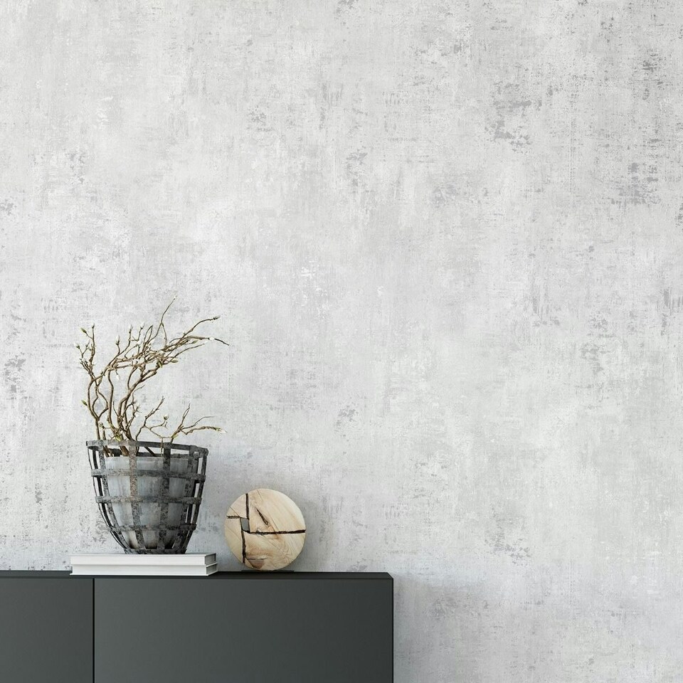 image 1 of World of Wallpaper Industrial Concrete Effect Textured Wallpaper - Grey/Silver - 10m x 53cm Grey