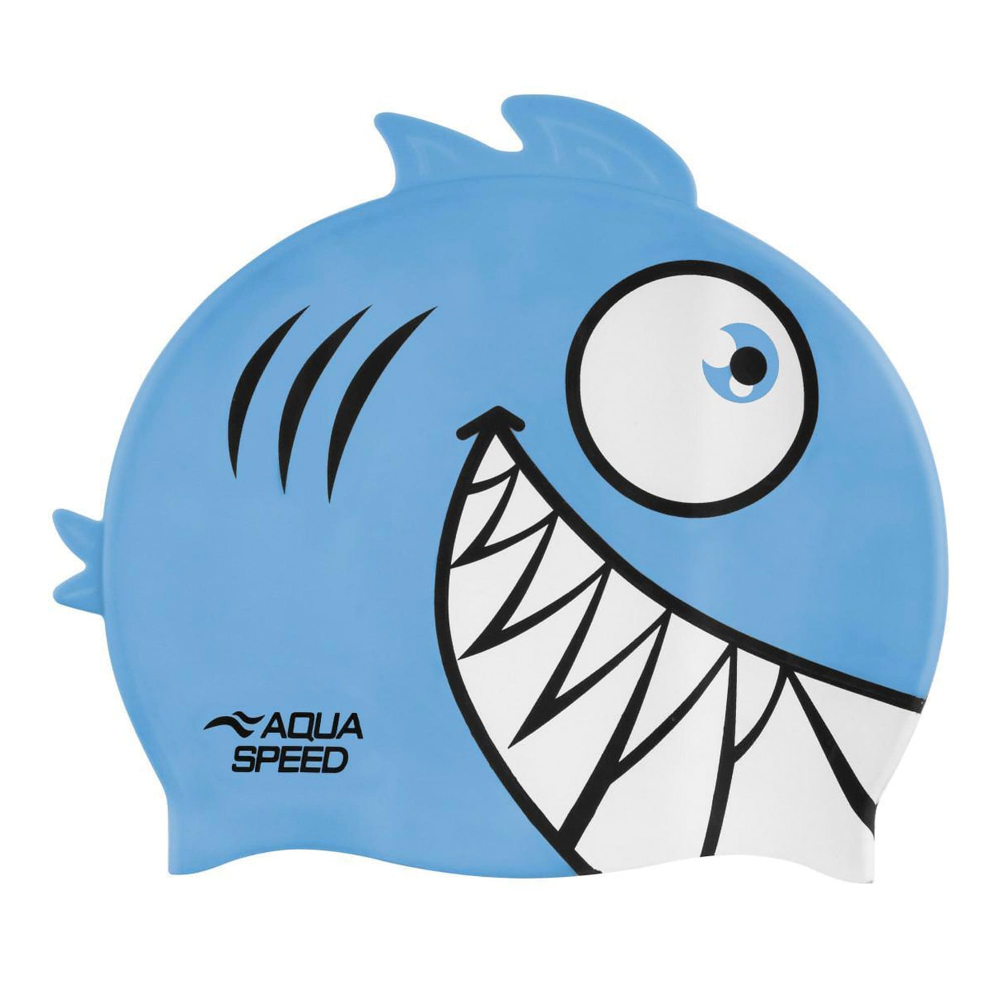 Boys Girls Piranha Patterned Swimming Cap Silicone 3D Print Easy Fit Swim Cap Blue Blue One Size 1