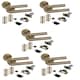 image 1 of Golden Grace 5 Sets Straight T-Bar Design Door Handles in Antique Brass Finish with Tubular Latch and 1 Pair of 3" Ball Bearing Hinges Gold