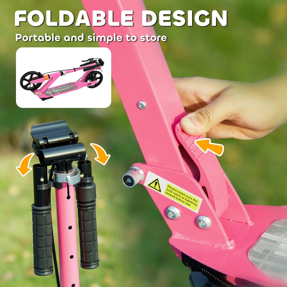 image 1 of AIYAPLAY Kids Scooter, Foldable Kick Scooter w/ Adjustable Handlebar, Pink Pink