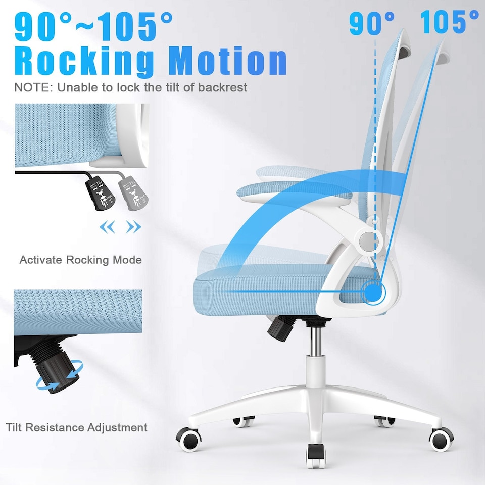 image 1 of Rattantree Ergonomic Office Chair with Flip Up Armrests & Lumbar Support