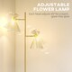 image 3 of HOMCOM Floor Lamp with Adjustable Dual Head, Modern Standing Lamp with Floral Glass Shades and Foot Switch for Living Room Bedroom, E27 Socket, Bulb Not Included, Gold Tone