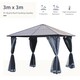 image 3 of Outsunnym 3 x 3m Hardtop Gazebo Canopy with Polycarbonate Roof, Aluminium Frame, Permanent Pavilion Garden Gazebo with Netting and Curtains  Grey